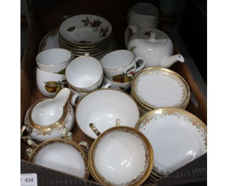 A box containing a Noritake teaset, together with a selection of Royal Worcester Evesham ware