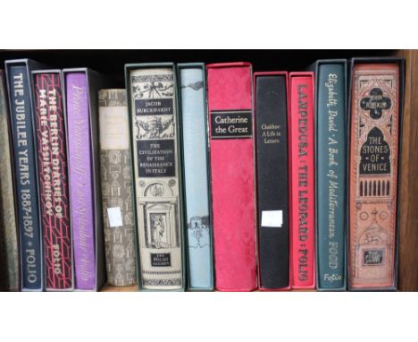 A shelf containing twelve volumes published by the Folio Society