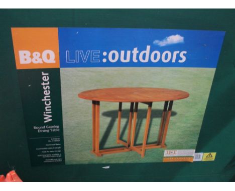 A B&amp;Q Winchester round gate leg dining table new in original box with wipe clean table cloth&nbsp;