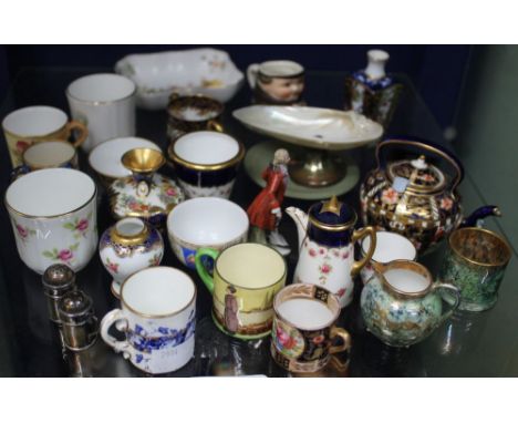 A selection of miniature porcelain items, to include Royal Crown Derby, Staffordshire, Wedgwood, Royal Worcester, etc