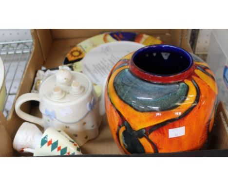 A Poole pottery Peacock ginger jar, with other assorted ceramics