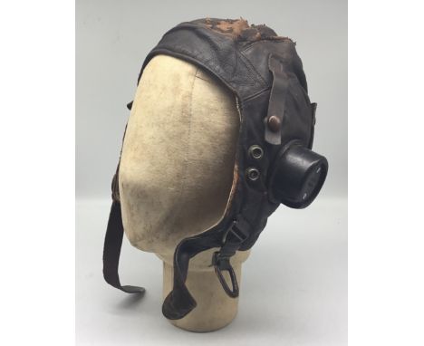 A scarce WW2 era C-Type leather flying helmet, as worn by 924813 Leading Aircraftman Charles Desmond Mayho (1919-2003). Mayho