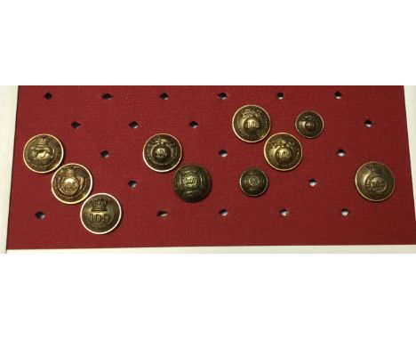 A good and scarce selection of 19th century Indian regimental tunic buttons, ranging from the mid to late 19th century. To in