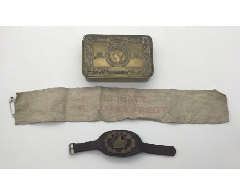 An unusual, and likely very scarce, WW1 era cotton armband for the 7th Battalion East Yorkshire Regiment - circa 1914. The ar