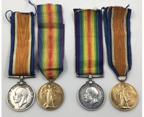 Two WW1 medal pair groups, believed to be brothers. To include: a British War Medal and Victory Medal awarded to 15507 Pte Ha