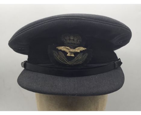 A WW2 era R.A.F. Officer casualty peaked cap, attributed to 41677 Pilot Officer Clifford Herbert Dearden of 2 Squadron, who w
