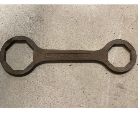 A large Vauxhall Motors Y713 double ring spanner.