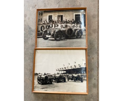 A pair of large scale photographic prints, both depicting races from the late 1920s, details to the verso on one. 