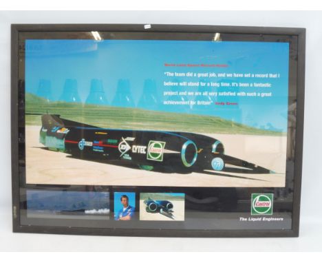 A large framed and glazed Castrol promotional poster/print depicting the World Land Speed Record Holder Andy Green, 34 1/2 x 