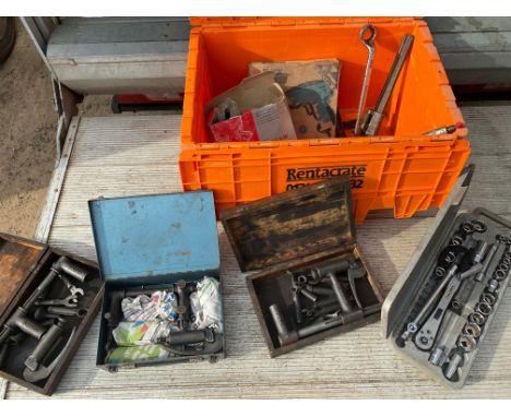 A quantity of workshop tools including Pickavant valve lifters, socket sets etc. 