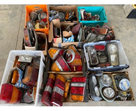 An extensive collection of mostly Lancia light clusters, lenses, lights etc. 