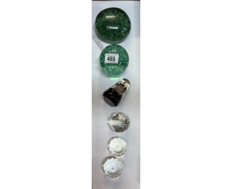 A Victorian dump glass paper weight and others including Caithness, Nova etc