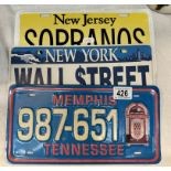 3 American number plate style metal wall signs