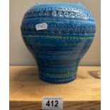 A vintage Bitossi made in Italy blue glazed vase
