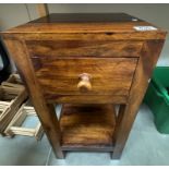 A hardwood pot stand with drawer 30 x 30 x 60cm