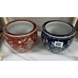 2 Oriental style plant pots