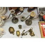 A quantity of brass & silver plated items including interesting anchor paperweight & silver plated