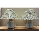 2 pottery based bedside lamps