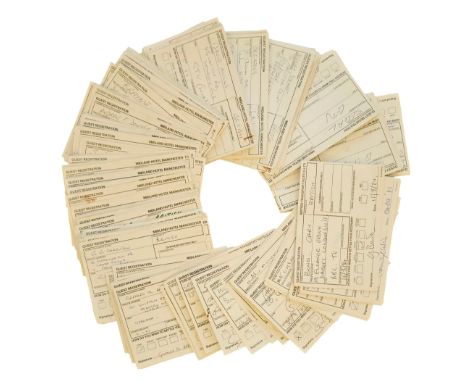 TV/Film signed Midland Hotel Registration cards. Approx 200 included. Some of names included are Gary Bond, David Cohen, Gord