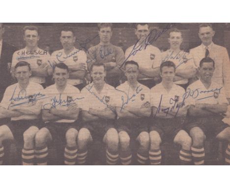 Preston North End 1957 multi signed newspaper clipping including names of Tom Finney, Cunningham, Dunn, Dagger and more. 6.5x