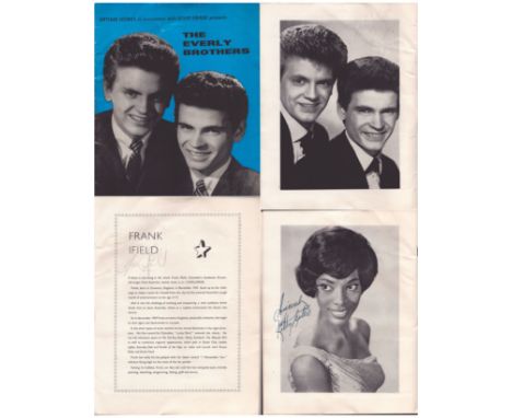 The Everly Brothers signed 1963 vintage Tour programme also includes Frank Ifield and Ketty Lester signatures inside. Good co
