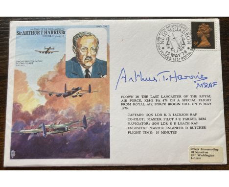 HA4c Sir Arthur Harris Marshall RAF Signed by Sir Arthur Harris Marshal RAF. 15 May 76 BFPS 1531 Sir Arthur Harris Marshall o