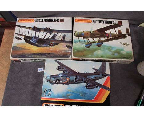 3x Matchbox 1-72 Scale Model Kits Comprising Of; #PK-601 Supermarine Stranraer 1/72 Scale Model Kit #PK-605 Handley Page Heyf