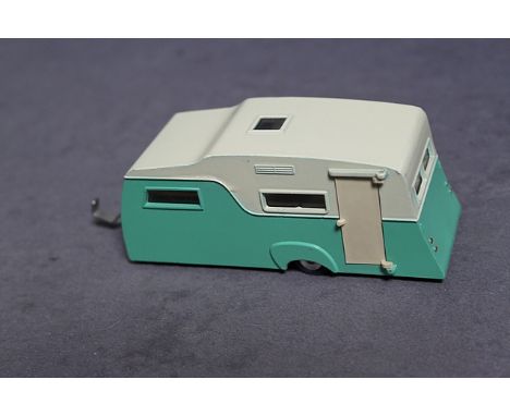 Dinky Toys Diecast #188 Four Berth Caravan Light Blue And Cream Body With Spun Hubs. 1961 - 63 With Very Good Box 