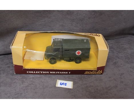 Solido (France) Diecast #6046 Military Mercedes Unimog U.S. Army Military Ambulance, 1:50 Scale With Box