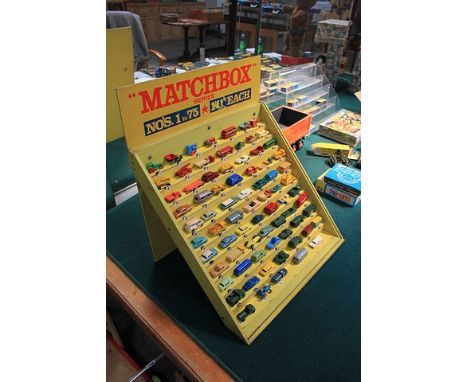 **WOW** Amazing Matchbox Series wooden display No's 1-75 including all cars below; 1c Road Roller Very Good/Excellent Conditi