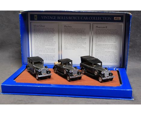Lledo Vintage Rolls Royce Collection 3 Cars On Wooden Display Plinth