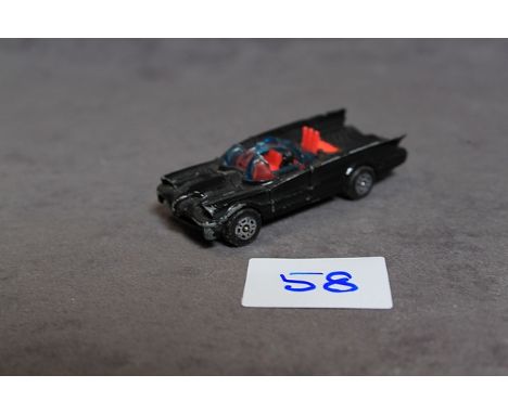 Vintage 1976 1/64 Corgi Junior Batmobile With Batman Figure In Played Condition