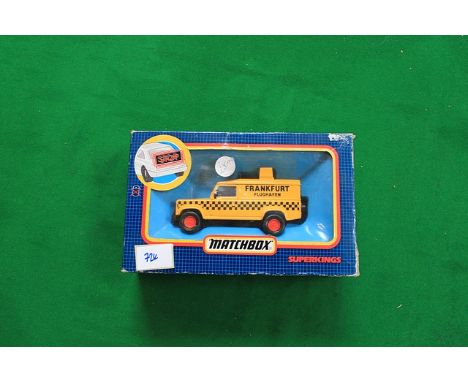 Mint Matchbox Superkings #K-144 Frankfurt Flughafen Land Rover 110 In Very Good Box