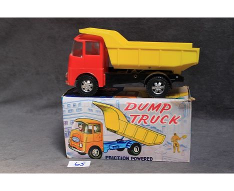 Acme (Hong Kong) 223E ERF Dump Truck - Larger Scale Model With Red Cab, Black Chassis And Yellow Tipping Body - Near Mint In 