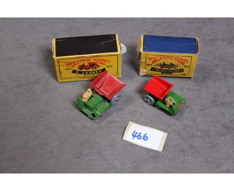 2 x Matchbox 1 x Moko Lesney And 1 x  Lesney Diecast  #2 (A+B) Muir Hill site dumper 2b in a type c box with grey plastic whe