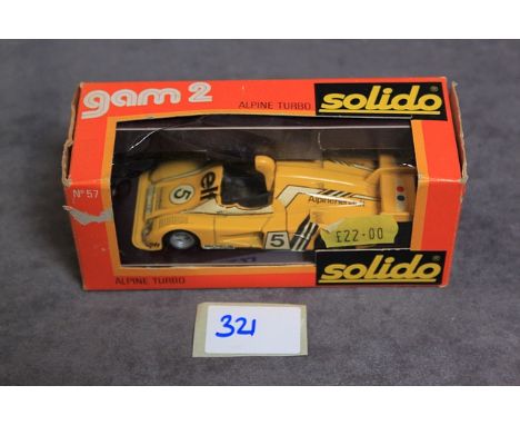Solido GAM 2 Diecast Model #57 Alpine Turbo In Yellow With Box