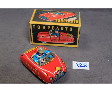 LemezHungary Tin Toy Race Car Torpeauto 1980Vintage Old Torpeauto Tin Lithograph Wind Up Toy Car In Original Box