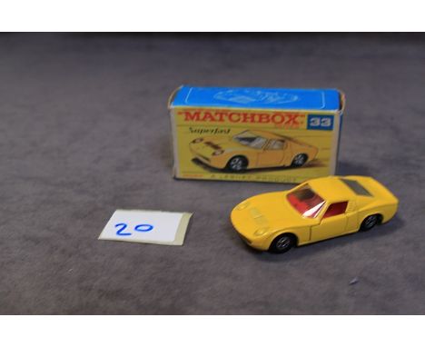 Matchbox Superfast Diecast #33 Lamborghini In Very Rare Yellow Colour Model In Near Mint Condition In Excellent Box
