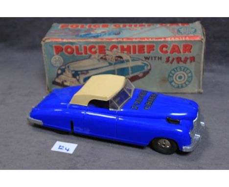Louis Marx Police Chief Car With Siren Complete With Box  523 Police Chief Car - 1950's, made in Gt. Britain, approx. 25cm lo