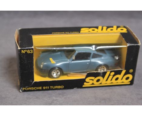 Solido Diecast Model #63 Porsche 911 In Blue Complete With Box