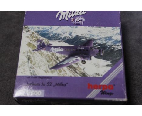 Herpa 1:500 Scale Diecast Model Junker JU-52 Milka In Sealed Box