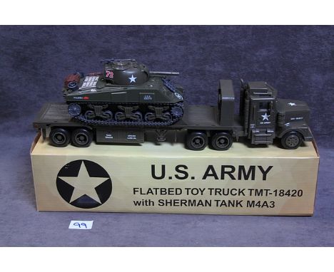 TMT Taylor Trucks (USA) Military U.S. Army Sherman Tank M4a3 With Transport Truck Taylor Tmt-18420 Truck Has Working Lights A