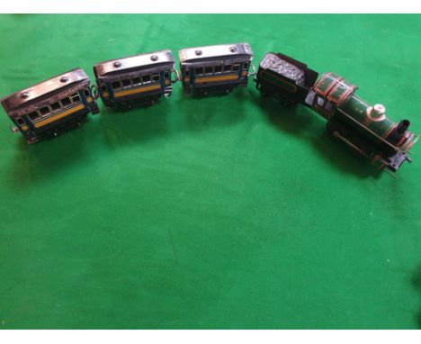 Issmayer / Bub Vintage Tin Lithographed Clockwork 0-Gauge Passenger Train SetÂ&nbsp;Issmayer Bub Tin Lithographed Clockwork P