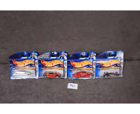 4x Hot Wheels Diecast "2003 First Editions" all on unopened cards, comprising of; #56369 Swoop Coupe 13/42, #56367 Cadillac C