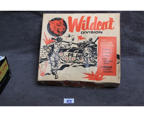 Rare Vintage 1960s Payton US Army Wildcat Division Playset In Original Box Set Contains 3 Sets Each Of Tanks, Trucks, Jeeps, 