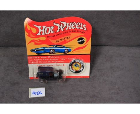 Mint Redliner Original Hot Wheels by Mattel  diecast Paddy Wagon with matching collectors buttons on unopened card