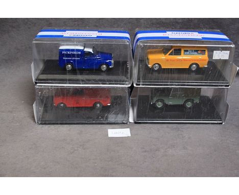 4 x Oxford Roadshow diecast model comprising #LAN180001 Oxford Diecast Land Rover 80 Inch HUE 166 - 1:43 ScalE # HA013 Oxford