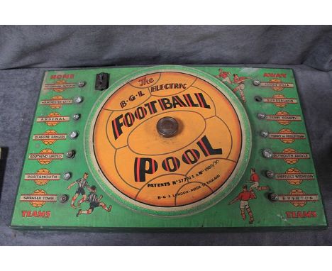 B.G.L. London Vintage Electric Football Pool This interesting electronic football game required players to place bets on the 