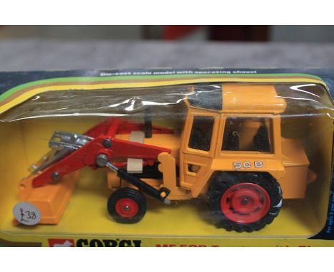 Mint Corgi Toys Diecast #54 Massey Ferguson MF 50B Tractor With Shovel In Excellent Box