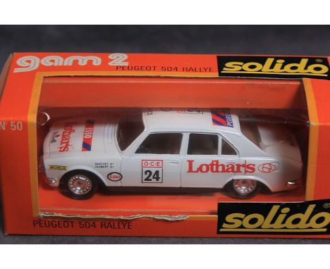 Solido GAM 2 Diecast Model #50 Peugeot 504 Rallye In White With Crisp Box